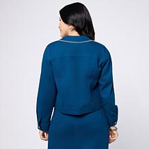 "As Is" G by Giuliana Colored Twill Jacket with Blanket Stitch