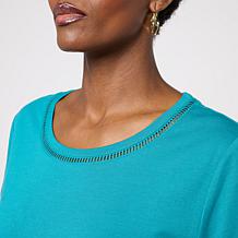 "As Is" G by Giuliana Cotton Modal Short-Sleeve Top with Trim