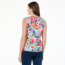 "As Is" G by Giuliana Court to Resort Embellished Print Tank