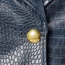 "As Is" G by Giuliana Croco-Embossed Faux Leather Cropped Jacket