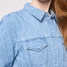 "As Is" G by Giuliana Diamond-Quilted Textured Denim Jacket