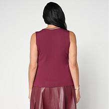 "As Is" G by Giuliana EcoLuxe Tank Top with Striped Neckline