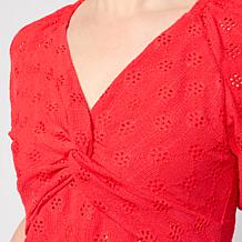 "As Is" G by Giuliana Eyelet Knit Front Twist Top
