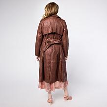 "As Is" G by Giuliana Knit Faux Leather Trench Coat