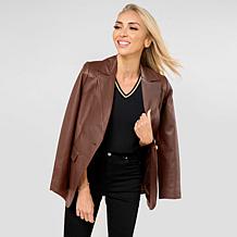 "As Is" G by Giuliana Lamb Leather Single-Breasted Blazer