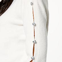 "As Is" G by Giuliana Mock Neck Pullover Sweater with Button Detail