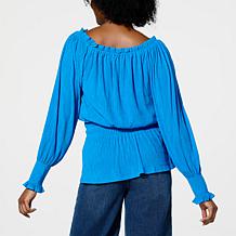 "As Is" G by Giuliana Off-The-Shoulder Smocked Blouse