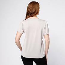 "As Is" G by Giuliana Short Sleeve Foil Knit Top