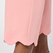 "As Is" G by Giuliana Siena Knit Ponte Scallop Hem Cropped Pant