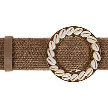 "As Is" G by Giuliana Stretch Raffia Belt with Decorative Seashells