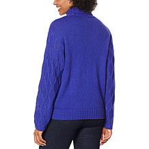 "As Is" G by Giuliana Textured-Sleeve Turtleneck Sweater