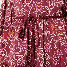 As Is G by Giuliana Woven Printed Y-Neck Tiered Button-Up Dress