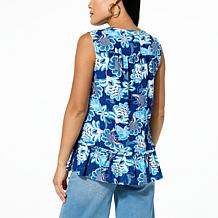 "As Is" G by Giuliana Woven Tiered Swing-Hem Tank