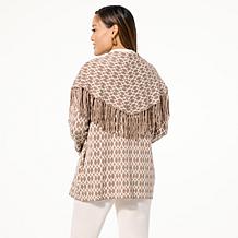 "As Is" GREY by Jhoan Sebastian Grey Fringed Jacquard Sweater Topper