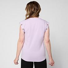 "As Is" GREY by Jhoan Sebastian Grey Grommet Detail Cap Sleeve Jers...