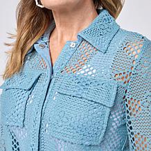 "As Is" Grey by Jhoan Sebastian Grey Long-Sleeve Crochet Jacket