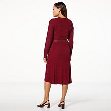 "As Is" GREY by Jhoan Sebastian Grey Metallic Ribbed Belted Sweater...