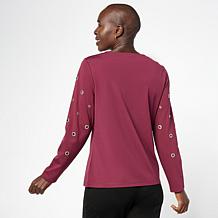 "As Is" Grey by Jhoan Sebastian Lightweight Double-Knit Grommet Top