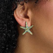 "As Is" Heidi Daus Starfish Pavé Crystal Button Stud Earrings