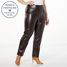"As Is" HUE Faux Leather Straight Leg Pant