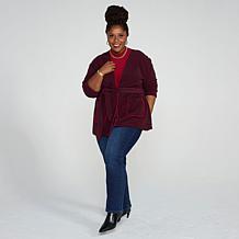 "As Is" IMAN Global Chic Belted Fleece Jacket