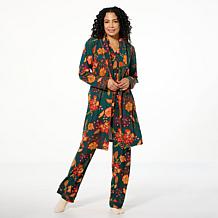 "As Is" IMAN Global Chic Buttery Soft Knit Robe with Piping Detail