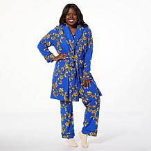 "As Is" IMAN Global Chic Buttery Soft Knit Robe with Piping Detail
