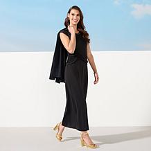 "As Is" IMAN Global Chic Cap-Sleeve Draped Detail Dress