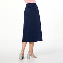 "As Is" IMAN Global Chic Denim Midi Skirt