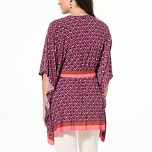 "As Is" IMAN Global Chic Geo Print Belted Scarf Top