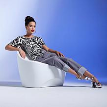 "As Is" IMAN Global Chic Overlapping Flutter Sleeve Knit Top