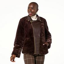 "As Is" IMAN Global Chic Reversible Faux Fur to Faux Leather Jacket