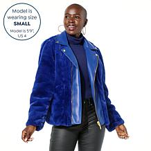 "As Is" IMAN Global Chic Reversible Faux Fur to Faux Leather Jacket