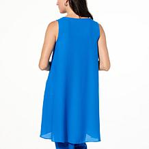"As Is" IMAN Global Chic Sleeveless Georgette Hi-Low Drama Tunic