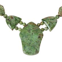 "As Is" J. King Tanzanian Green Opal Strlng Slvr Beaded Station Ncklce