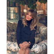 "As Is" Jaclyn Smith All-Over Rhinestone Turtleneck Sweater