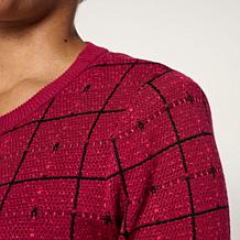 "As Is" Jaclyn Smith Button-Front Long-Sleeve Sweater Jacket