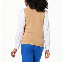 "As Is" Jaclyn Smith Chunky Pointelle Sweater Tank