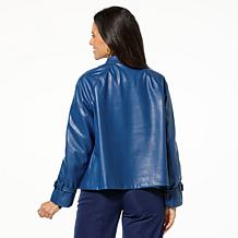 "As Is" Jaclyn Smith Faux Leather Swing Trench Coat