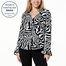 "As Is" Jaclyn Smith Feminine Flounce Cuff Blouse with Cami