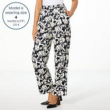 "As Is" Jaclyn Smith Floral Jacquard Pleated Pant