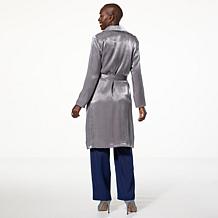 "As Is" Jaclyn Smith Metallic Belted Trench Coat