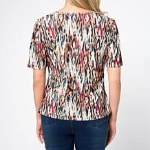 "As Is" Jaclyn Smith Scoop Neck Side Ruched Tee