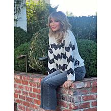 "As Is" Jaclyn Smith Sequin Chevron Striped Sweater