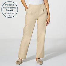"As Is" Jaclyn Smith Stretch Linen-Blend Straight-Leg Pull-On Pant