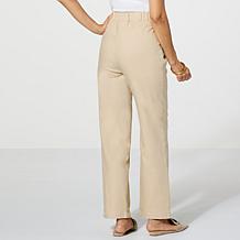 "As Is" Jaclyn Smith Stretch Linen-Blend Straight-Leg Pull-On Pant