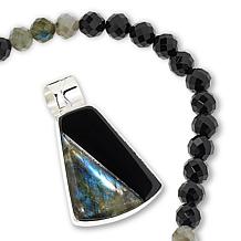 "As Is" Jay King Black Chalcedony & Labradorite Inlay Pendant Necklace