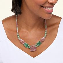 "As Is" Jay King Green and Pink Strawberry Quartz 18" Necklace