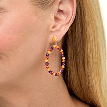 "As Is" Jay King Multicolor Spiny Oyster Shell Bead Hoop Drop Earrings