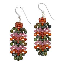 "As Is" Jay King Pink, Orange & Green Multigem Bead Woven Drop Earring
